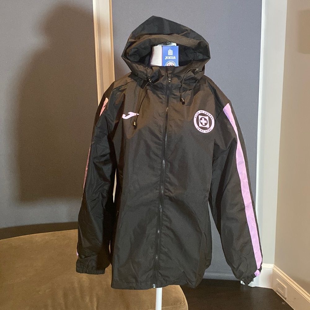 Joma Cruz Azul All Weather Training Jacket Full Zip Hooded Size M Black NWT